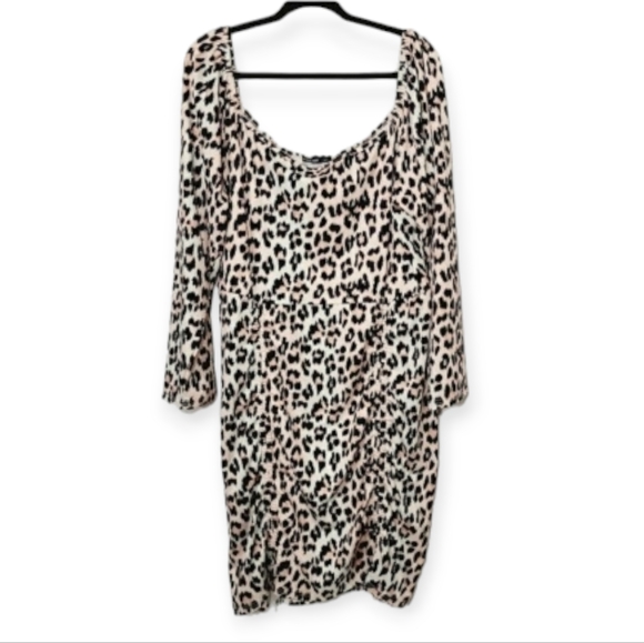 Shein Animal Leppard Print Dress Pullover Longsleeve Adjustable Strap Hem size 4 - Picture 3 of 9